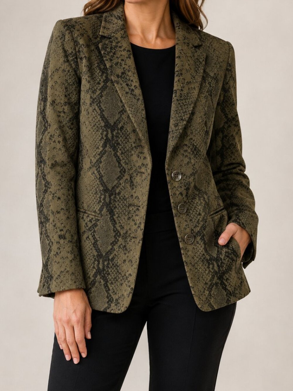 BOSS ORANGE Hugo Boss Green Black Snake Pattern Blazer Jacket